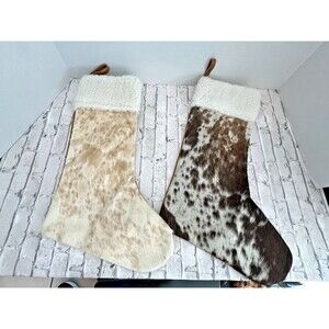 Pair Cowhide Christmas Stockings Myra Bag